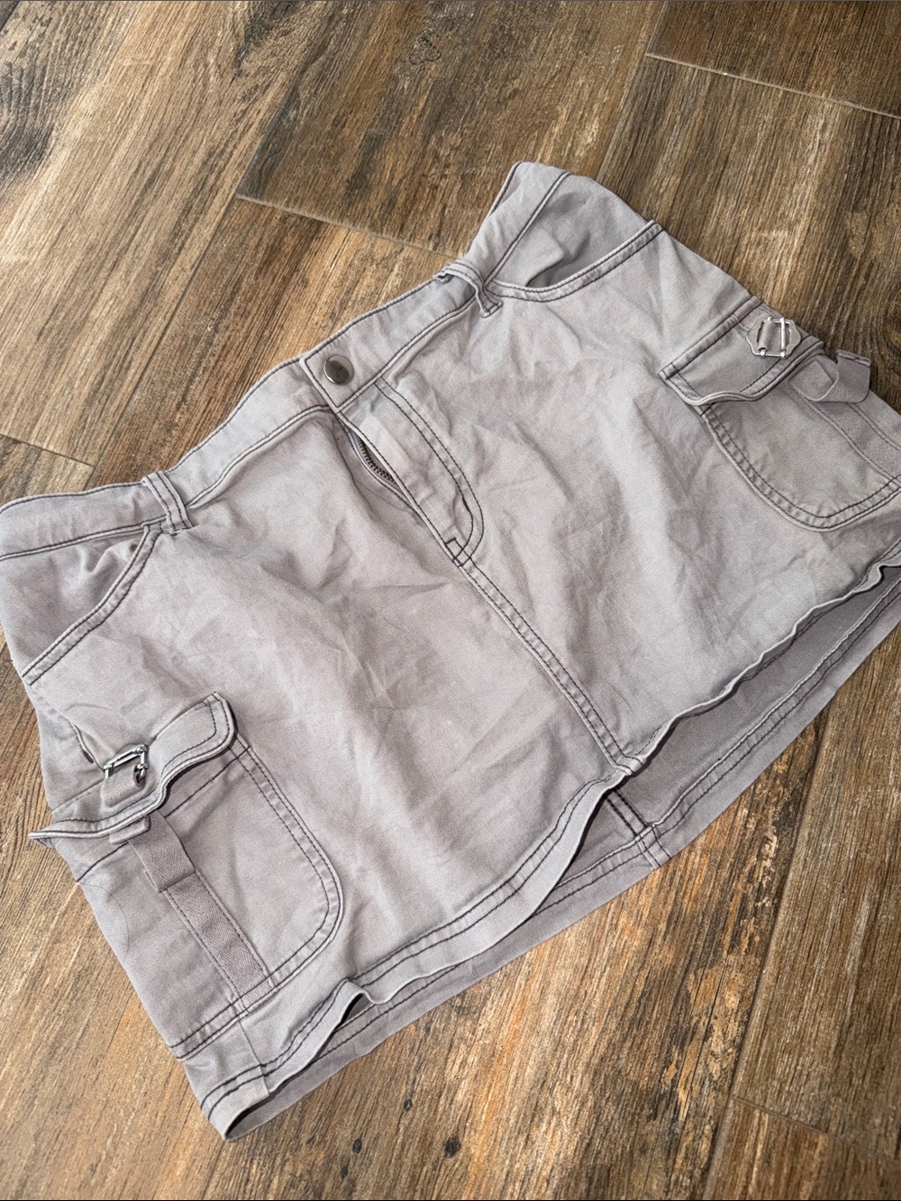 wild fable Gray Mini Skirt with Cargo Pockets